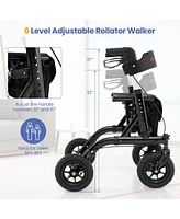 Costway Foldable Height Adjustable Rollator Walker with Seat, Storage Bag for Seniors