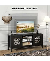 Costway Tv Stand for TVs up to 65" with 3-Position Adjustable Shelves Tempered Glass Doors