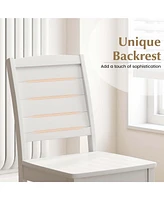 Costway Armless Wood Dining Chair Set of 2 with Rubber Legs Curved Backrest Kitchen
