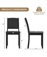 Costway Armless Wood Dining Chair Set of 2 with Rubber Legs Curved Backrest Kitchen