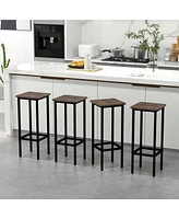 Costway 28" Bar Stools Set of 4 Backless Dining Stools with Footrest Sturdy Metal Frame