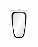 LuxenHome 30-Inch Tall Oblong Slim Black with Gold Iron Metal Frame Wall Mirror