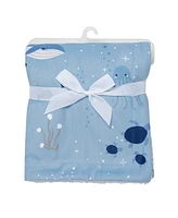 Lambs & Ivy Bubbles & Squirt Blue Ocean/Aquatic Whale Soft Fleece Baby Blanket