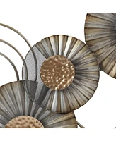 LuxenHome 47" W Distressed Metal Modern Flower Wall Decor