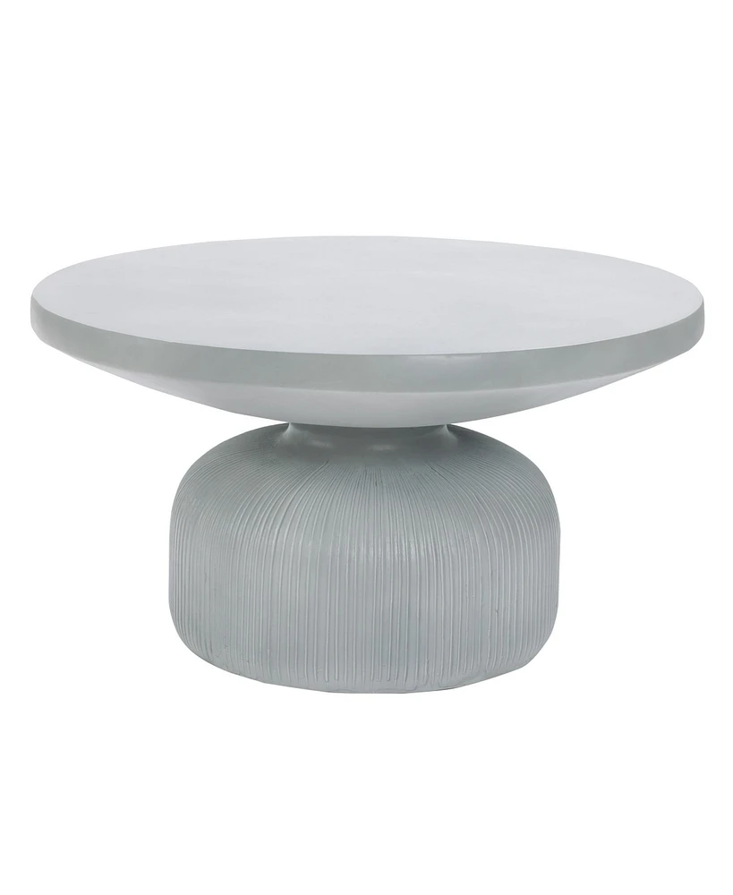 LuxenHome Light Gray MgO Indoor and Outdoor Round Coffee Table