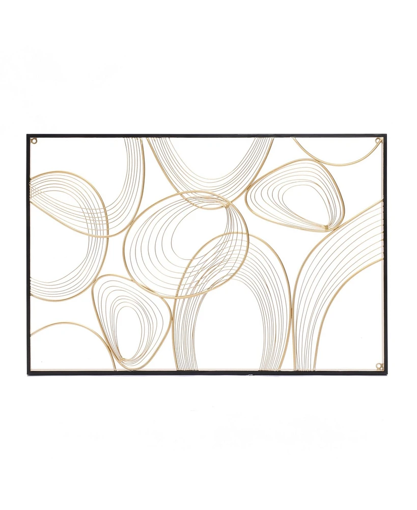 LuxenHome Gold and Black Abstract Metal Rectangular Metal Wall Decor