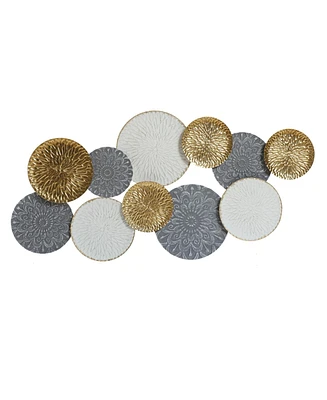 LuxenHome 48-In Wide Connected Circles Metal Wall Decor Sculpture