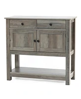 LuxenHome 35.43" Wide Server 2-Drawer 2-Door Buffet Storage Cabinet