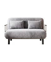 Streamdale Furniture 39& Pillow, Leisure Chaise Lounge Couch with Sturdy Steel Frame for Home & Office, Comfortable Sleeper Chair Light grey Dutch vel