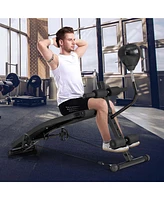 Costway Adjustable Decline Sit-Up Bench for Home Gym with Speed Ball and Resistance Bands