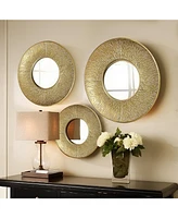 LuxenHome 3-Piece Gold Metal Round Wall Mirror Set