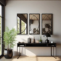 LuxenHome 3-Piece Black Metal Rectangular Wall Mirror Set Large Vanity Bathroom Mirror Accent Decor