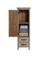 LuxenHome Farmhouse 48" Tower Wood 2-Drawer 1-Door Storage Cabinet