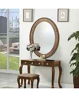 LuxenHome 32-Inch Cameo Wood Framed Accent Wall Mirror Large Oval Wall Mounted Mirror Farmhouse Wall Decor