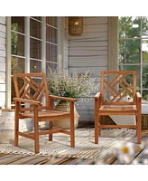 LuxenHome Carmel Solid Wood Outdoor Dining Chair, Set of 2