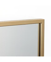 LuxenHome Cityscape Gold Metal Frame Rectangular Wall Mirror