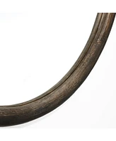 LuxenHome 32-Inch Round Brown Crater MgO Frame Wall Mirror
