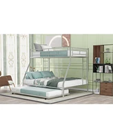 Slickblue Sturdy Twin over Full Bunk Bed with Twin Trundle and Two-Side Ladders for Space Saving Solutions