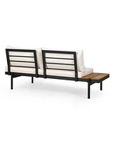Theo 2-Seater Acacia Wood And Iron Sofa With Water-Resistant Cushions