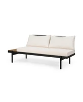 Theo 2-Seater Acacia Wood And Iron Sofa With Water-Resistant Cushions