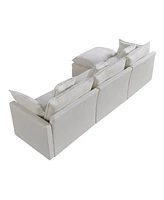108.66" Modern Chenille L-shaped Sectional Sofa with Convertible Chaise, Comfy Cloud Couch Deep Sectional Sofa with Ottomans for Living Room