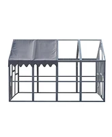 Simplie Fun Outdoor Chicken Coop Enclosures 110" Large Kitten Playpen, Upgrade Waterproof Cover-grey