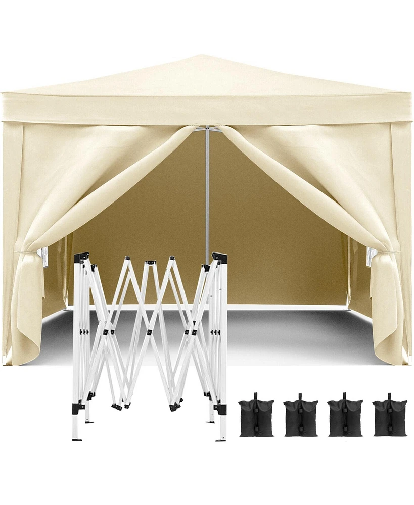 Simplie Fun 10'x10' Folding Canopy with 4 Removable Sidewalls Outdoor Event Shelter Upf 50+ Gazebo Portable Tents for Parties Beach Camping Wedding Ez