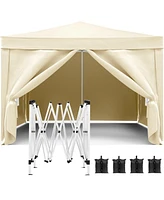 Streamdale Furniture 10'x10' Folding Canopy with 4 Removable Sidewalls Outdoor Event Shelter Upf 50+ Gazebo Portable Tents for Parties Beach Camping W