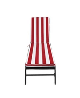 1PCS Set Outdoor Lounge Chair Cushion Replacement Patio Funiture Seat Cushion Chaise Lounge Cushion-Red/white