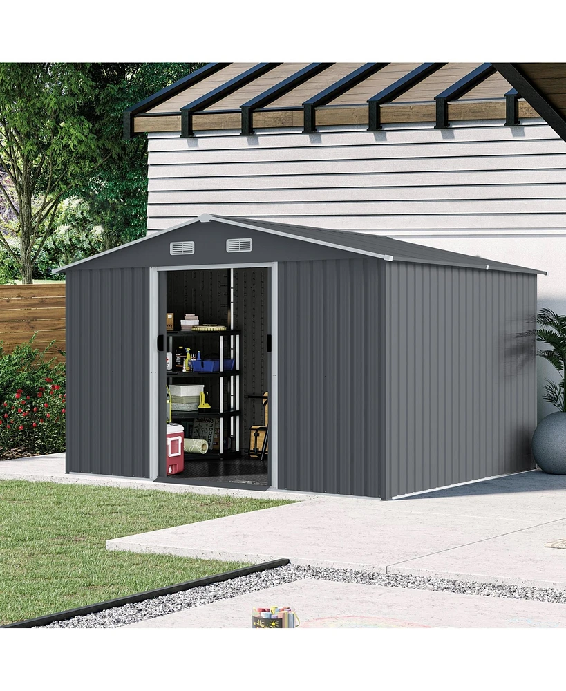 Simplie Fun Outdoor Storage Shed 8 x Ft Large Metal Tool Sheds