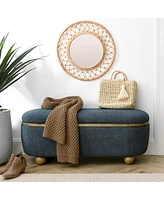 Storage Ottoman Bench, Upholstered End of Bed Ottoman Bench with Storage and Seating, Large Blanket Storage Bench for Foot Rest in Bedroom, Living Roo