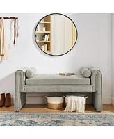 Bedroom storage stool, linen fabric storage stool, large storage space, 50.39 inches, can be used for bed end, living room, entrance, Gray