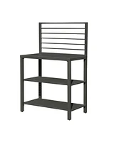 Outdoor Kitchen Island with Storage, Aluminum Kitchen Storage Island Kitchen Food Prep Table with Double Storage Rack, Freestanding Bar Center with Pr