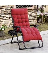 Zero Gravity Chair, Folding Reclining Lounge Chair with Padded Cushion, Side Tray for Indoor and Outdoor, Supports up to 264 lbs., Red