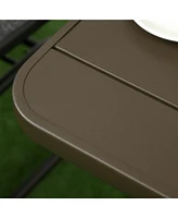 19" Beach Umbrella Table Tray, Slatted Instant Portable Beach Tables for Sand, Swimming Pools, Patio, Garden, Deck, Brown