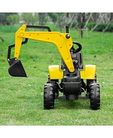 Streamdale Furniture Kids Ride On Excavator, Pedal Digger, Construction Truck with Horn for Kids and Toddlers 3+, Yellow