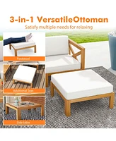 Costway 5 Pcs Outdoor Conversation Furniture Set with 3 Chairs 1 Ottoman 1 Coffee Table