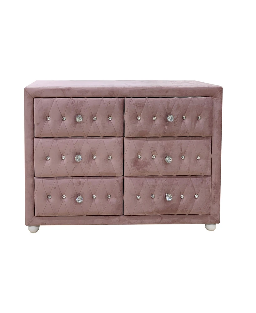 Streamdale Furniture Reggie Dresser, Pink Fabric