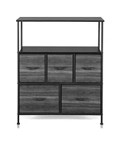 Slickblue 5-Drawer Non-Woven Storage Cabinet with 2 Large and 3 Small Drawers and Top Shelf for Organized Storage