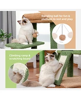 Slickblue Cactus Cat Tree Tower for Indoor Cats – Features Sisal-Covered Scratching Post, Cozy Condo, Plush Perch, and Soft Hammock