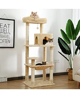 Slickblue Luxury Cat Tree Tower with Sisal Scratching Post, Cozy Condo, Top Perch, Hammock and Dangling Ball