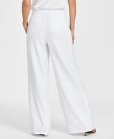 I.n.c. International Concepts Petite Linen-Blend High-Rise Pleated Wide-Leg Pants