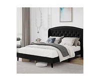 gaomon King Size Bed Frame, Upholstered Platform Bed with Wingback Headboard and Button Tufted Design, Easy Assembly, No Box Spring Needed