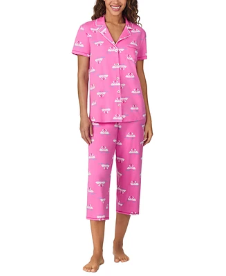 Cuddl Duds Women's Cropped Short-Sleeve Pajama Set