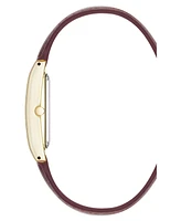Anne Klein Women's Quartz Signature Red Crocograin Leather and Gold-Tone Alloy Metal Watch, 25mm