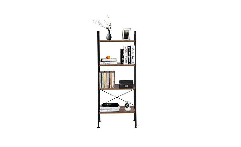 Slickblue 4-Tier Industrial Ladder Shelf for Stylish Storage and Display in Any Room