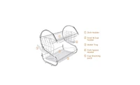 Slickblue Multifunctional S-Shaped Dual-Layer Bowl and Dish Storage Shelf with Chopsticks and Spoon Holder