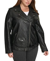 Levi's Plus Faux Leather Long Line Belted Moto Jacket