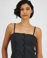 Hugo Women's Pinstriped Suiting Square-Neck Tank Top