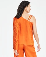 I.n.c. International Concepts Women's Asymmetric Beaded-Strap Top, Exclusively at Macy's